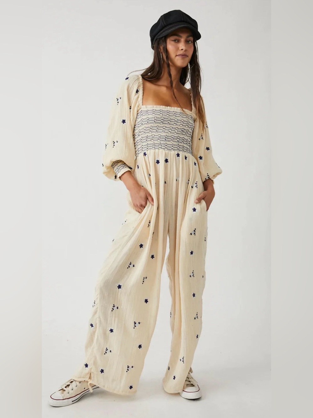 FREE PEOPLE‎ Embroidered DAHLIA Jumpsuit Sz XSmall